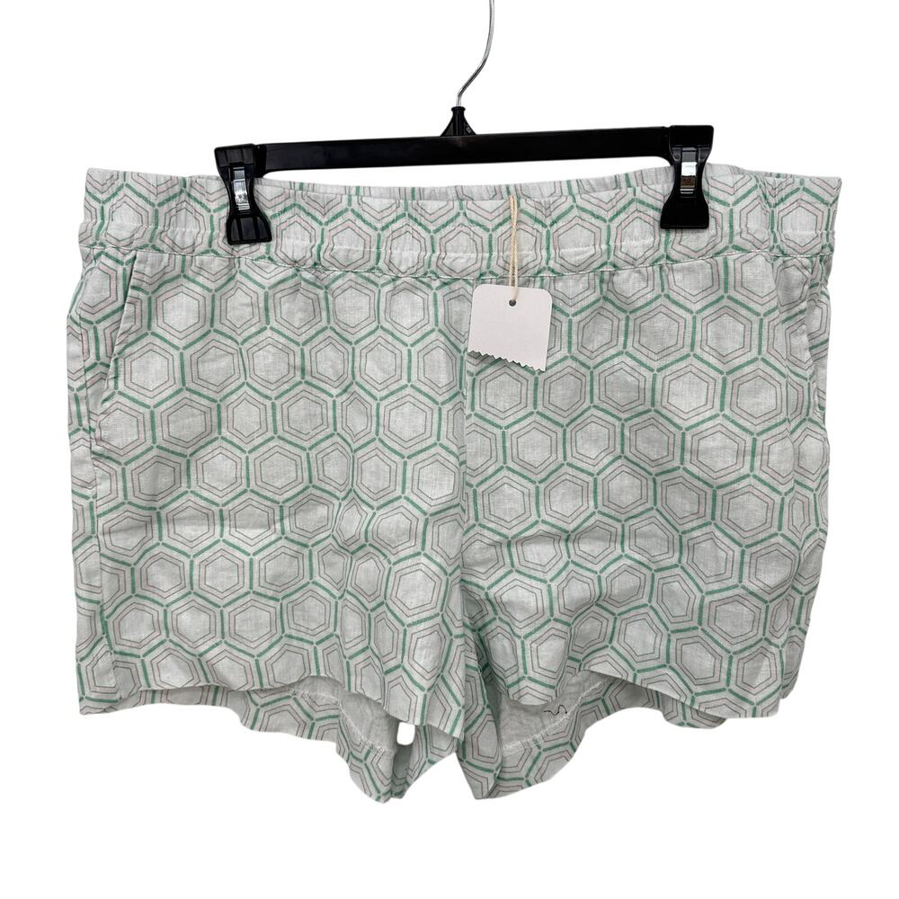 HIHO BVI Tortola NWT 100% Linen Geometric Print Shorts // XL